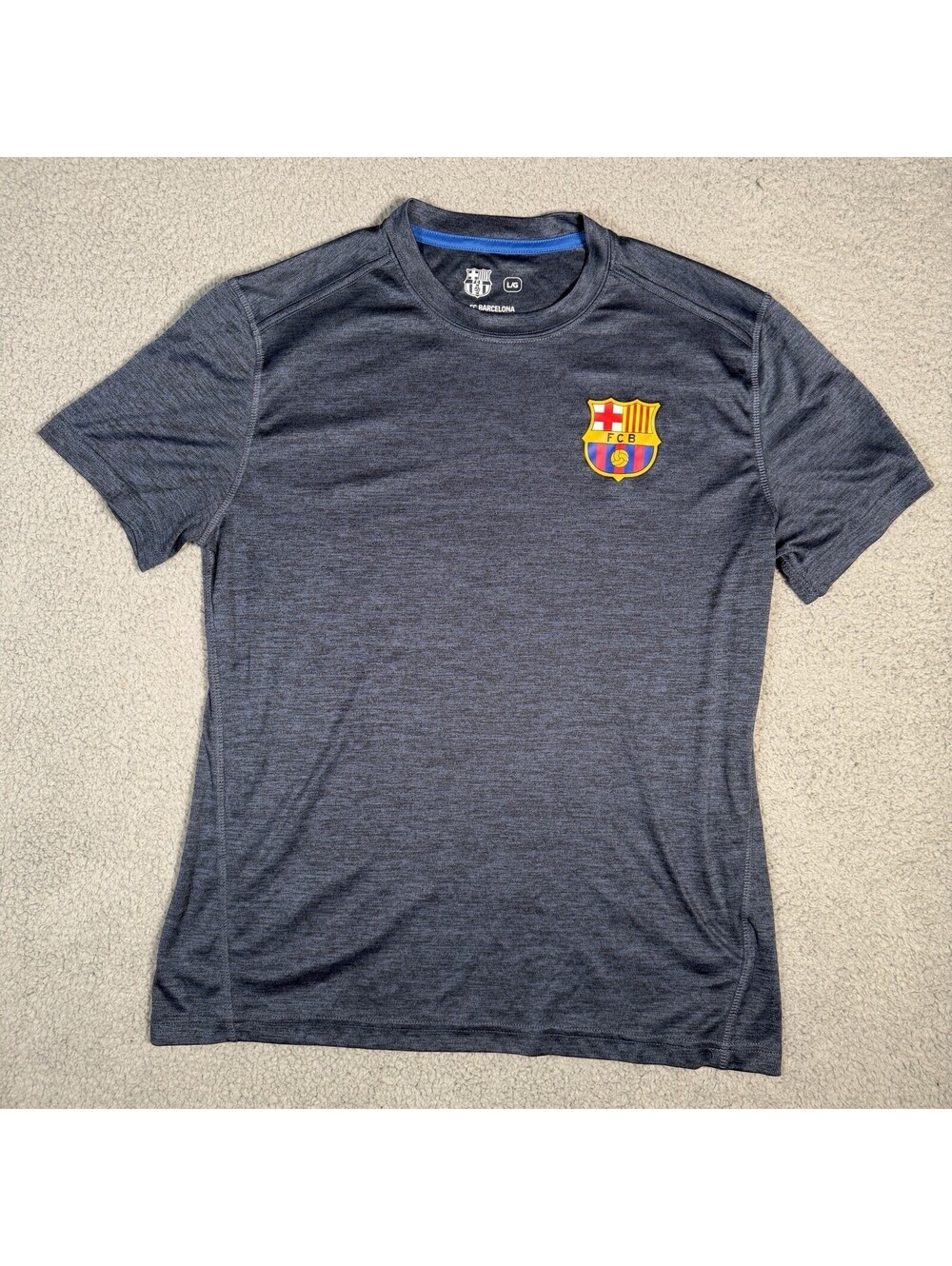 FC Barcelona Shirt Mens Large Blue Navy Soccer Crest Training